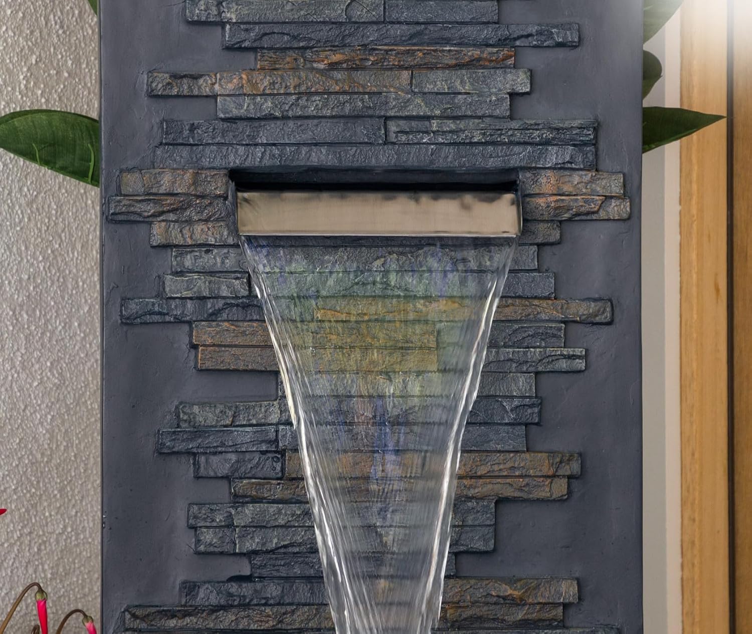4ft Stone Wall Waterfall, Water Fountain for Home, Living Room, Home Vastu, Offices, Outdoor Garden Big Size Fountain for Home décor Waterfall, Outdoor Fountain