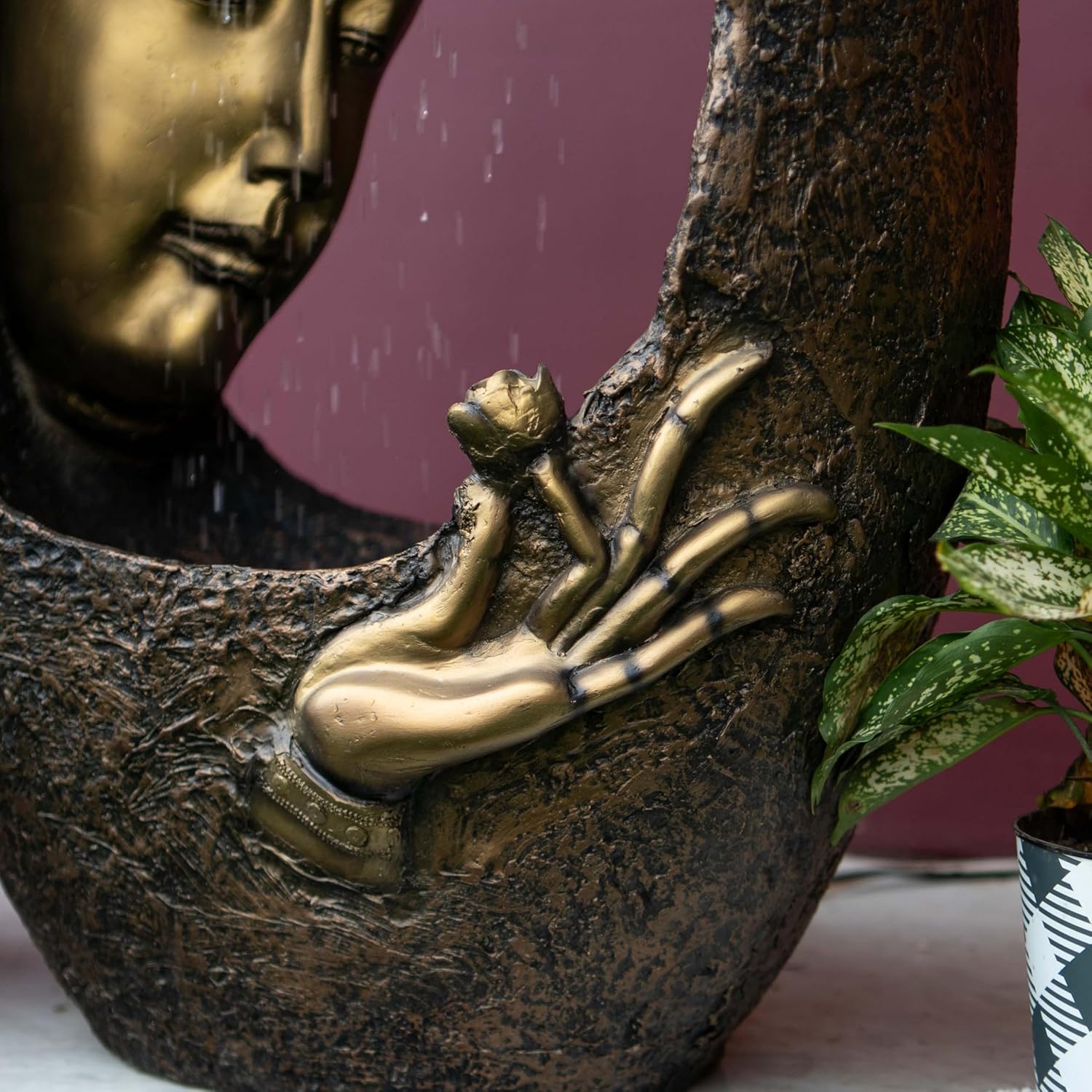 Buddha face Shower Water Fountain for Home, for Garden, Office, Commercial Spaces Indoor Fountain Big Size, Water Fountain for Home vastu, Buddha Fountain 3 feet