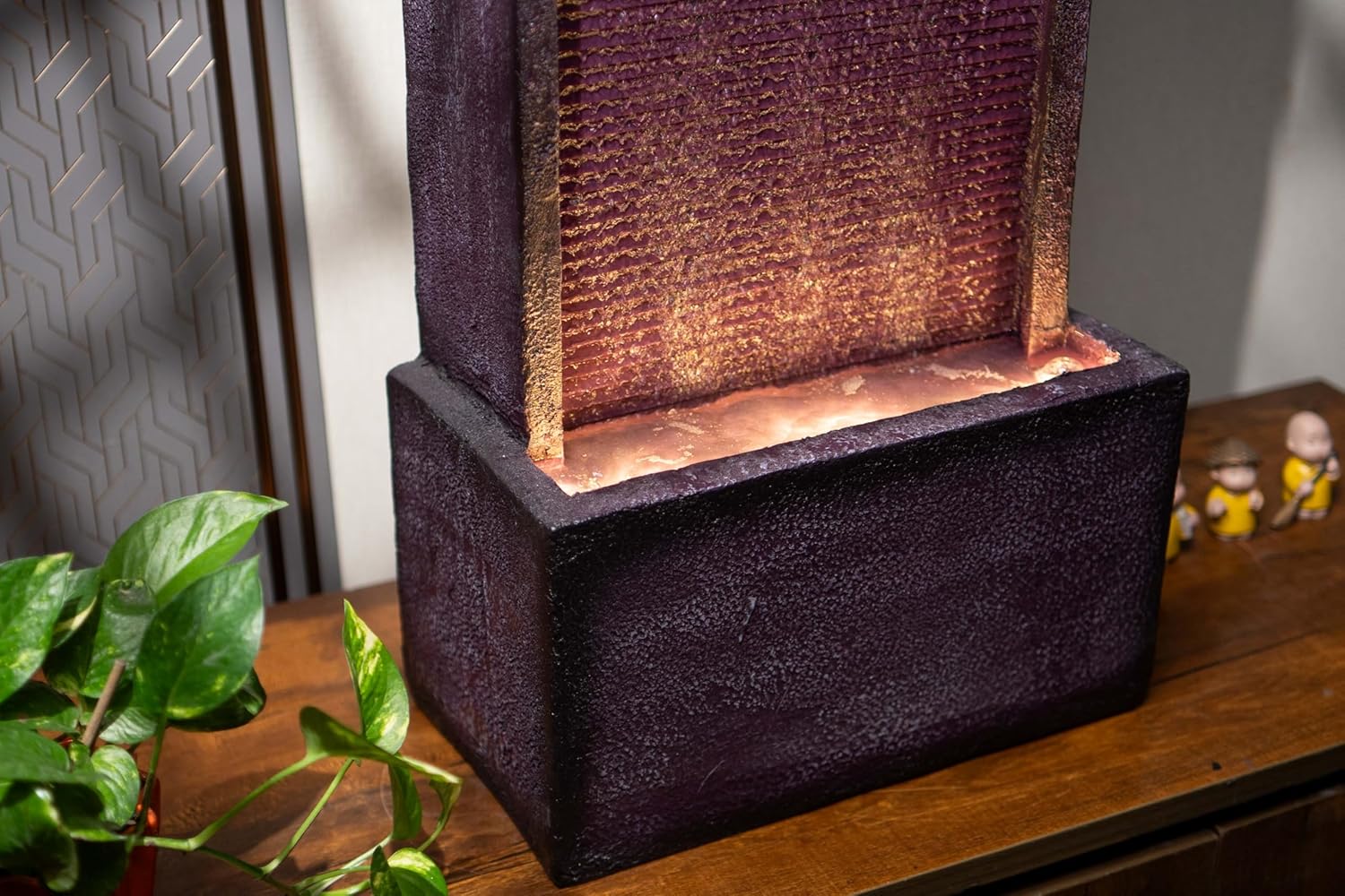 Medium Size Table Top Leaf Slate Water Fall Water Fountain for Home, Office, Garden | Housewarming Item |Water Fountain Indoor Home Decor