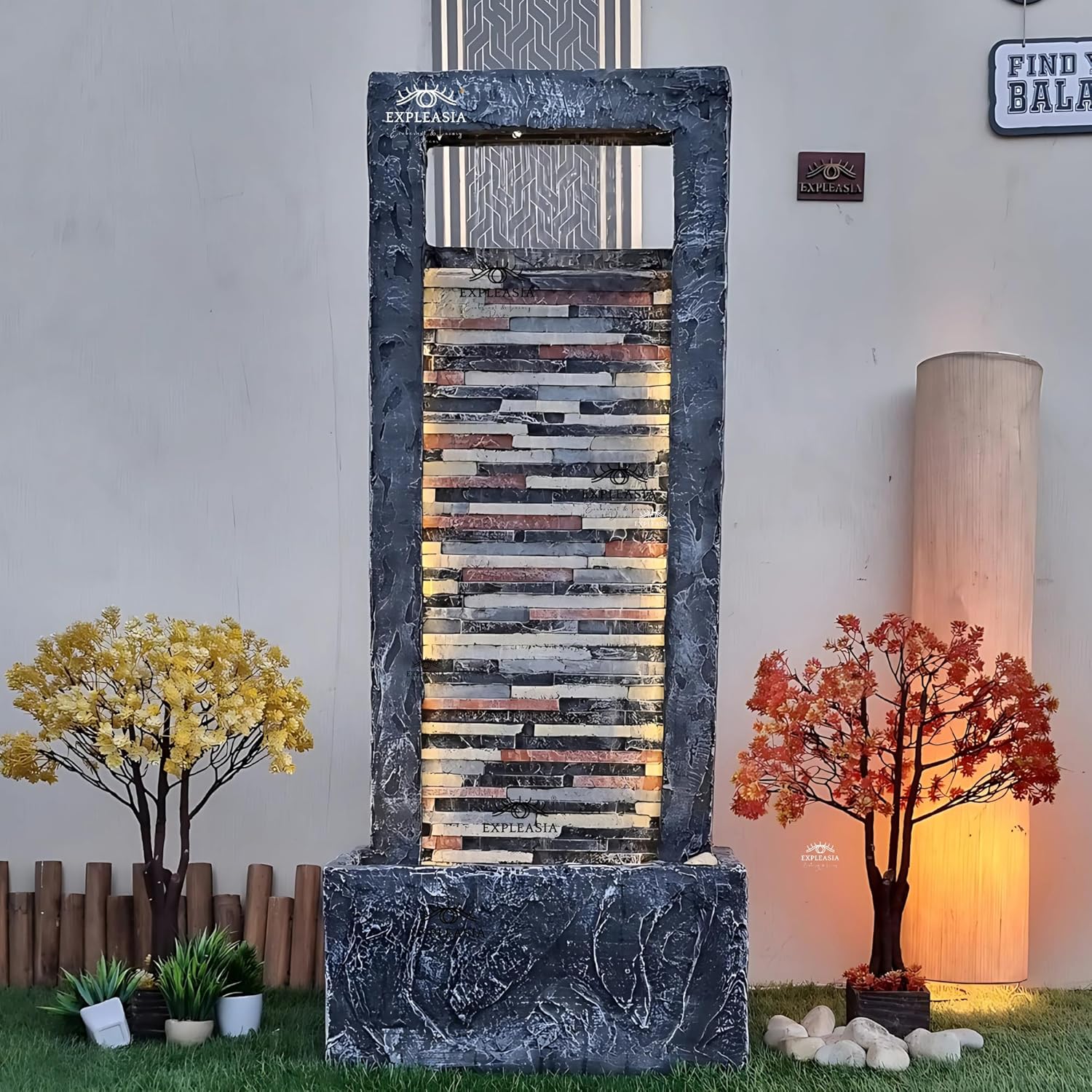 4Ft Rippled Slate Water Fall, Water Fountain For Home Big Size, Water Fountain For Home Vastu, Fountain For Home Decor Waterfall