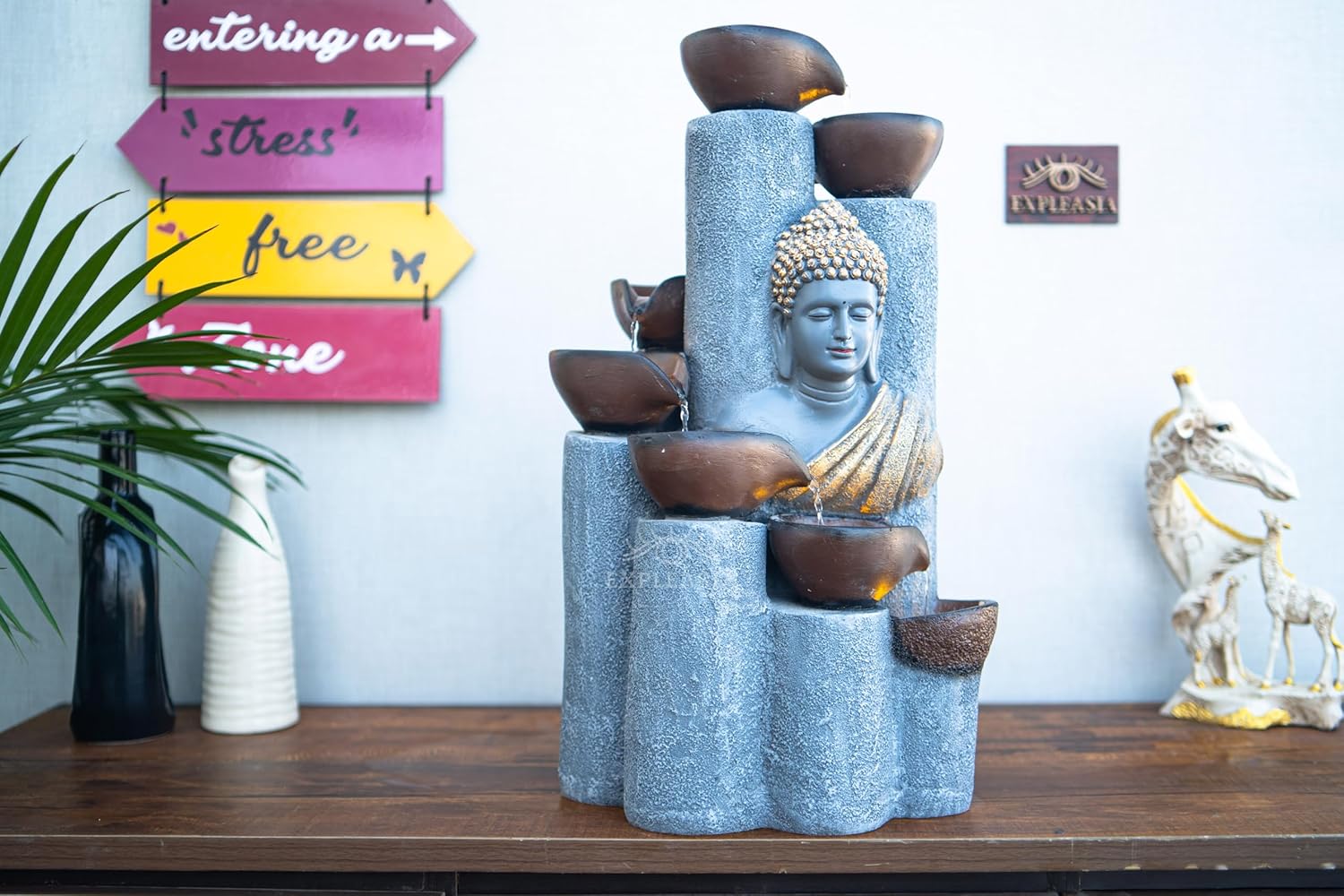 Bamboo Buddha Water Fountain for Home, Indoor Water Fountain,  Water Fountain for Garden, Water Fountain for Home vastu