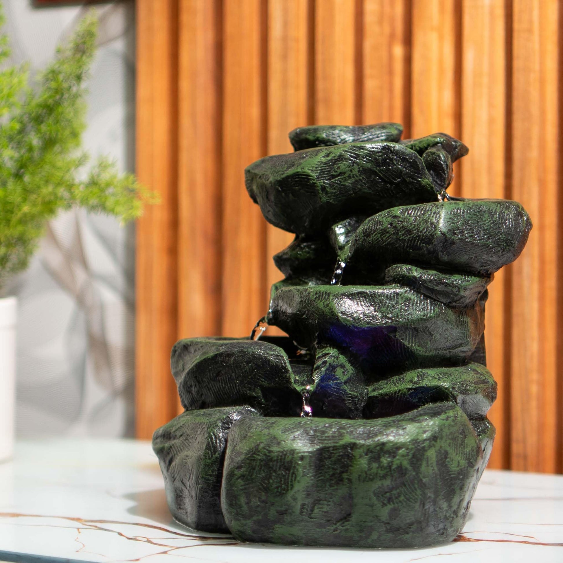 Mini Divine Lotus Buddha Water Fountain for Table Decor | Living Room Decor | Gift Items | Home & Office Decor Item | Buddha Water Fountain | Table top Water Fountain, Resin