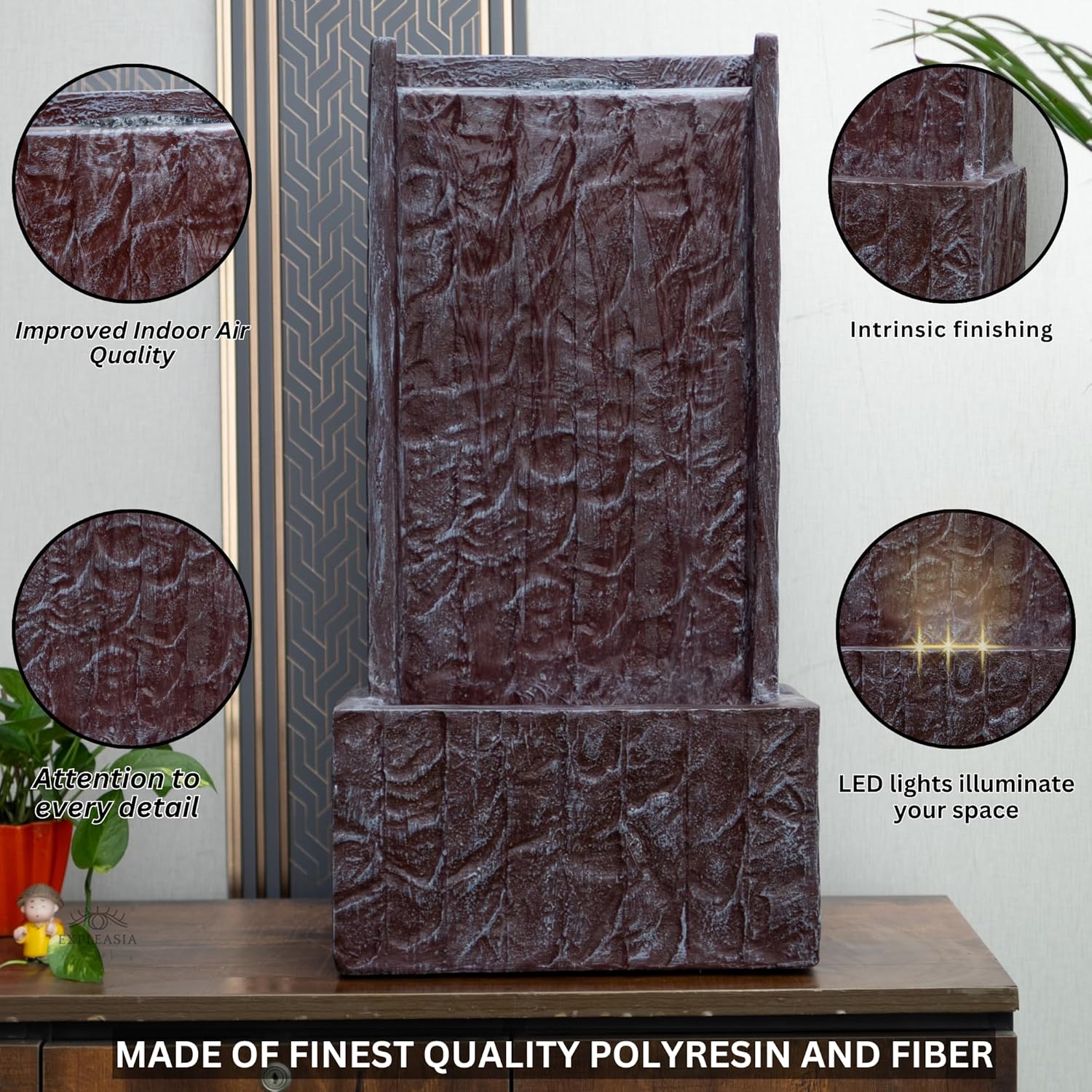 Medium Size Table Top Leaf Slate Water Fall Water Fountain for Home, Office, Garden | Housewarming Item |Water Fountain Indoor Home Decor