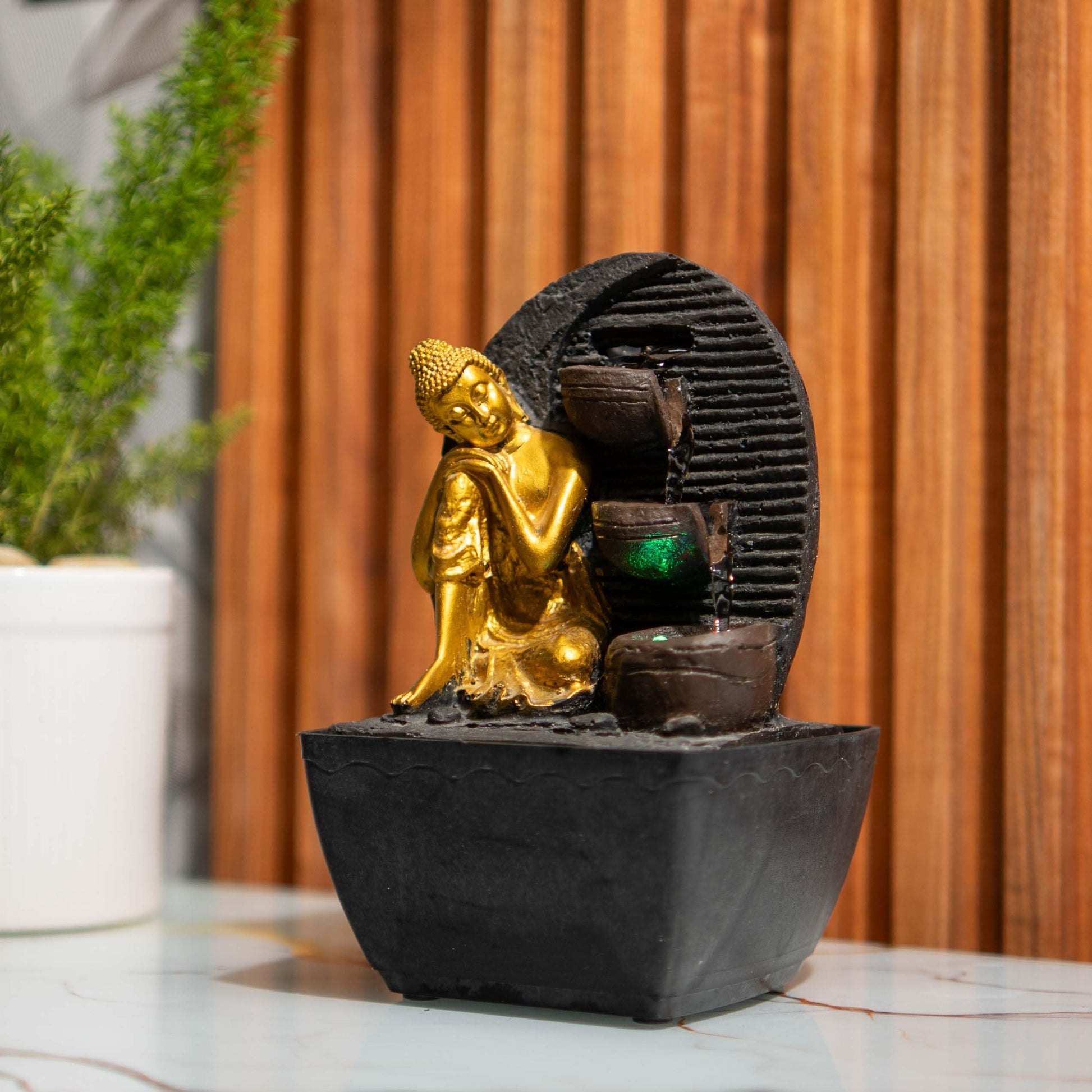 Mini Buddha Table top Water Fountain for Home and Office | |Living Room Decor| Gift Items | (Resting Buddha) Buddha Water Fountain, Buddha Fountain