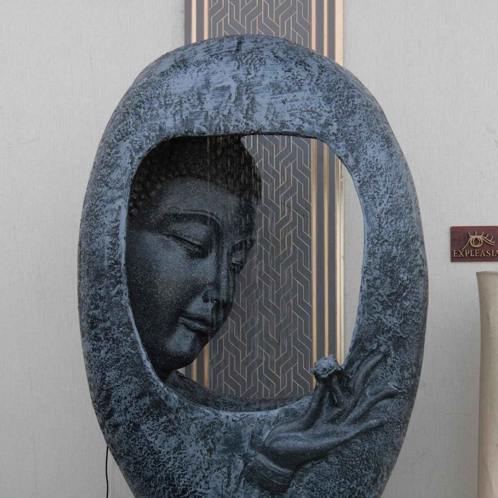 Buddha Face Shower Water Fountain with Stand – Dark Grey (4ft)