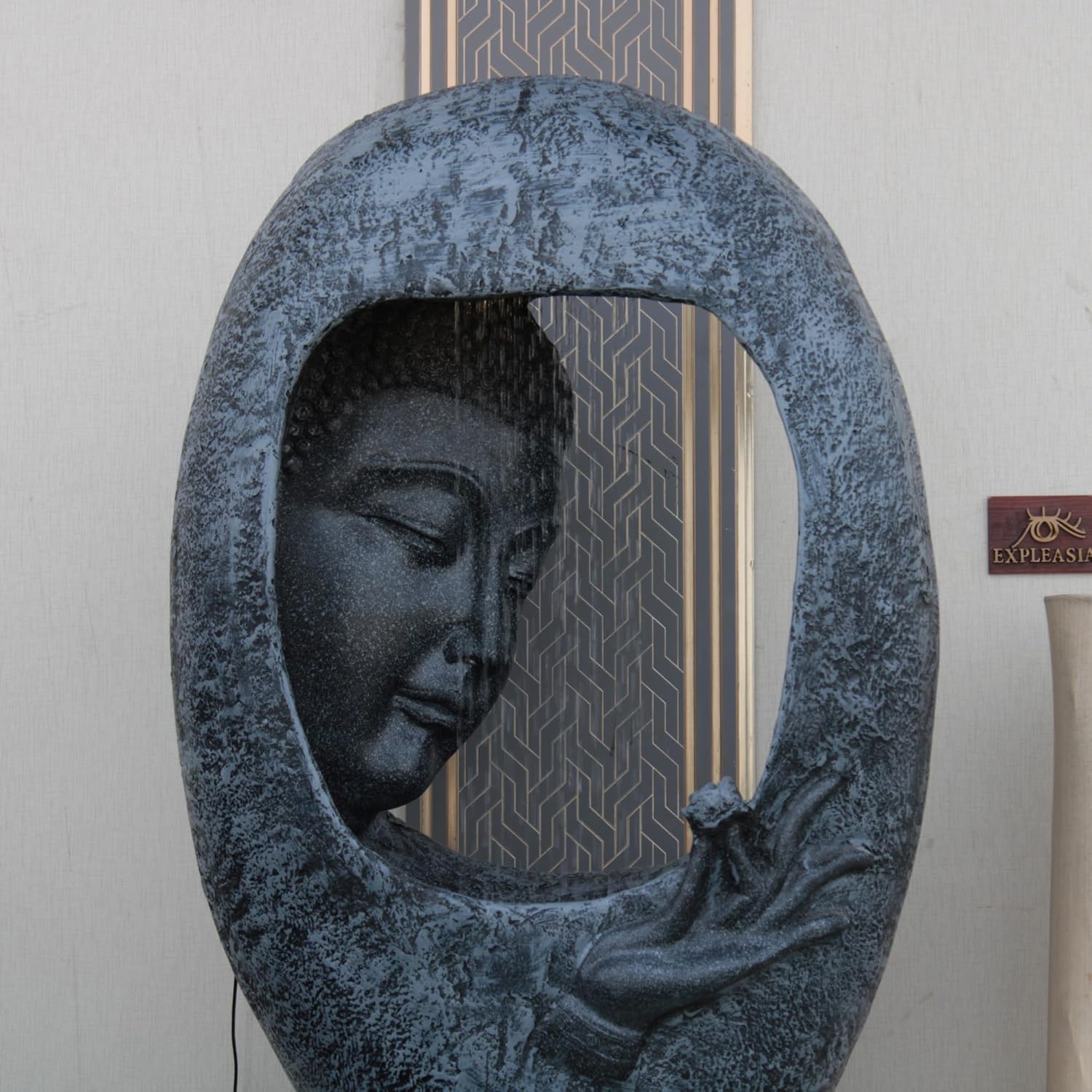 Buddha Face Shower with Stand Water Fountain for Home, Indoor Water Fountain Big Size, Water Fountain, Water Fountain for Garden, Water Fountain for Home vastu ( Dark Grey)