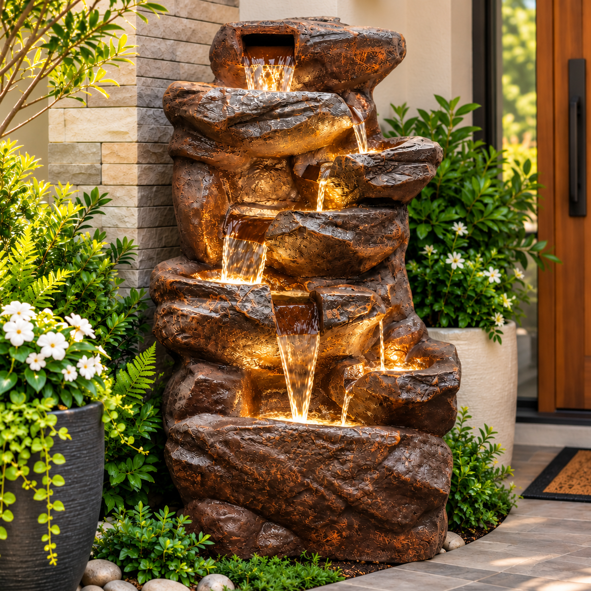 Rainforest Waterfall Fountain - Large Size for Home, Garden & Vastu Harmony