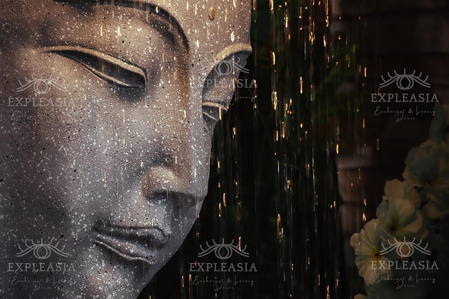 Buddha face Shower Water Fountain for Home, for Garden, Office, Commercial Spaces Indoor Fountain Big Size, Water Fountain for Home vastu, Buddha Fountain 3 feet (Light Grey )