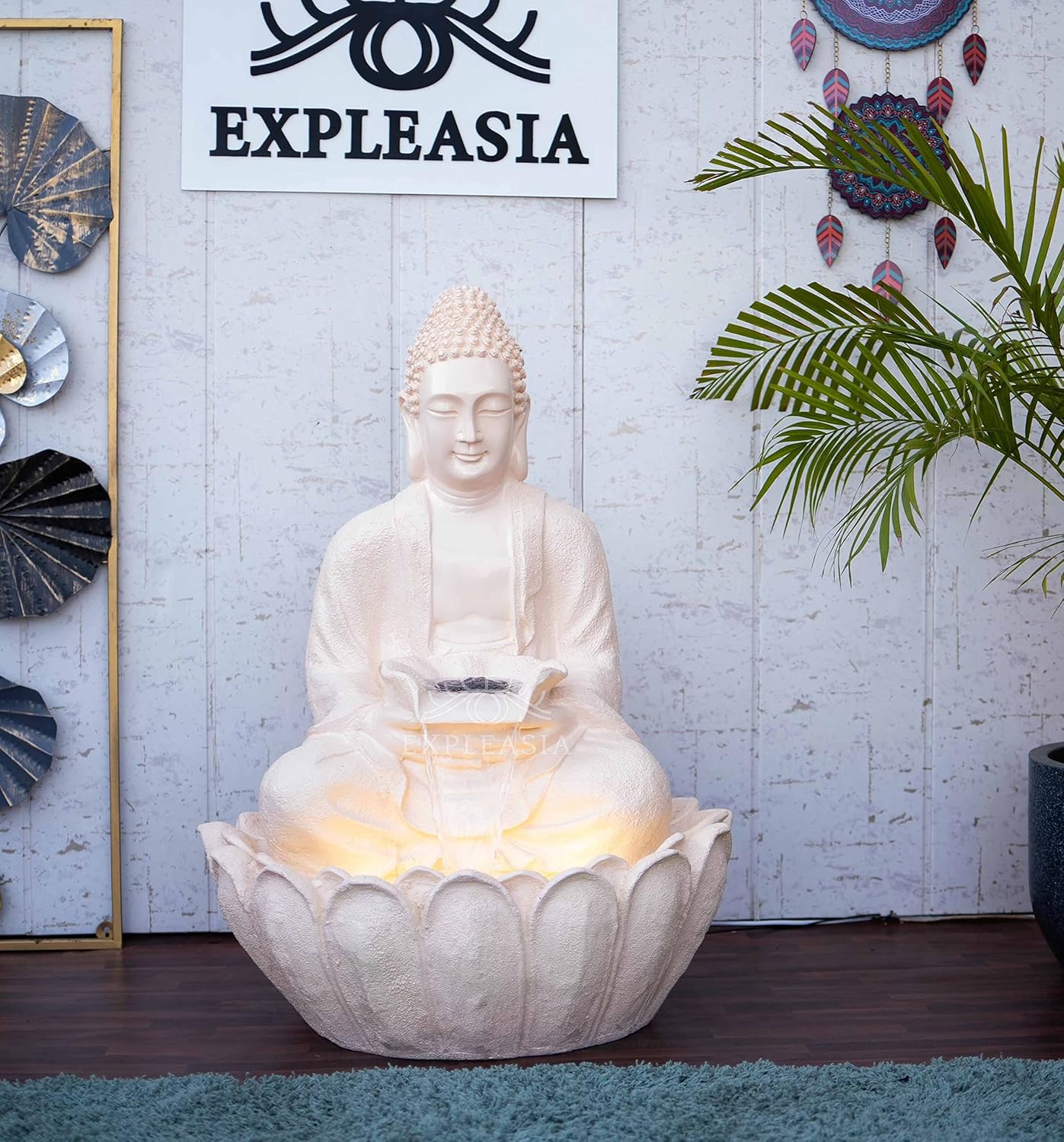Lotus Buddha Water Fountain for Home, Indoor Fountain Big Size, for Garden, Home vastu, Buddha Fountain with electrcials Warranty, 3 feet