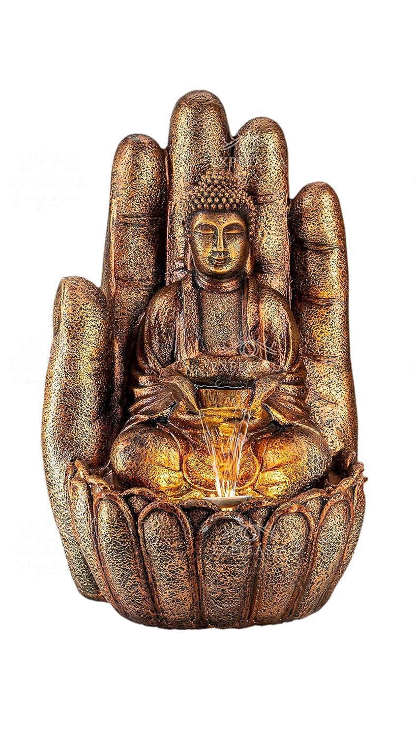 Embossed Palm Buddha Water Fountain for Home, Indoor Water Fountain Big Size, Fountain for Home vastu, Buddha Fountain 3 feet
