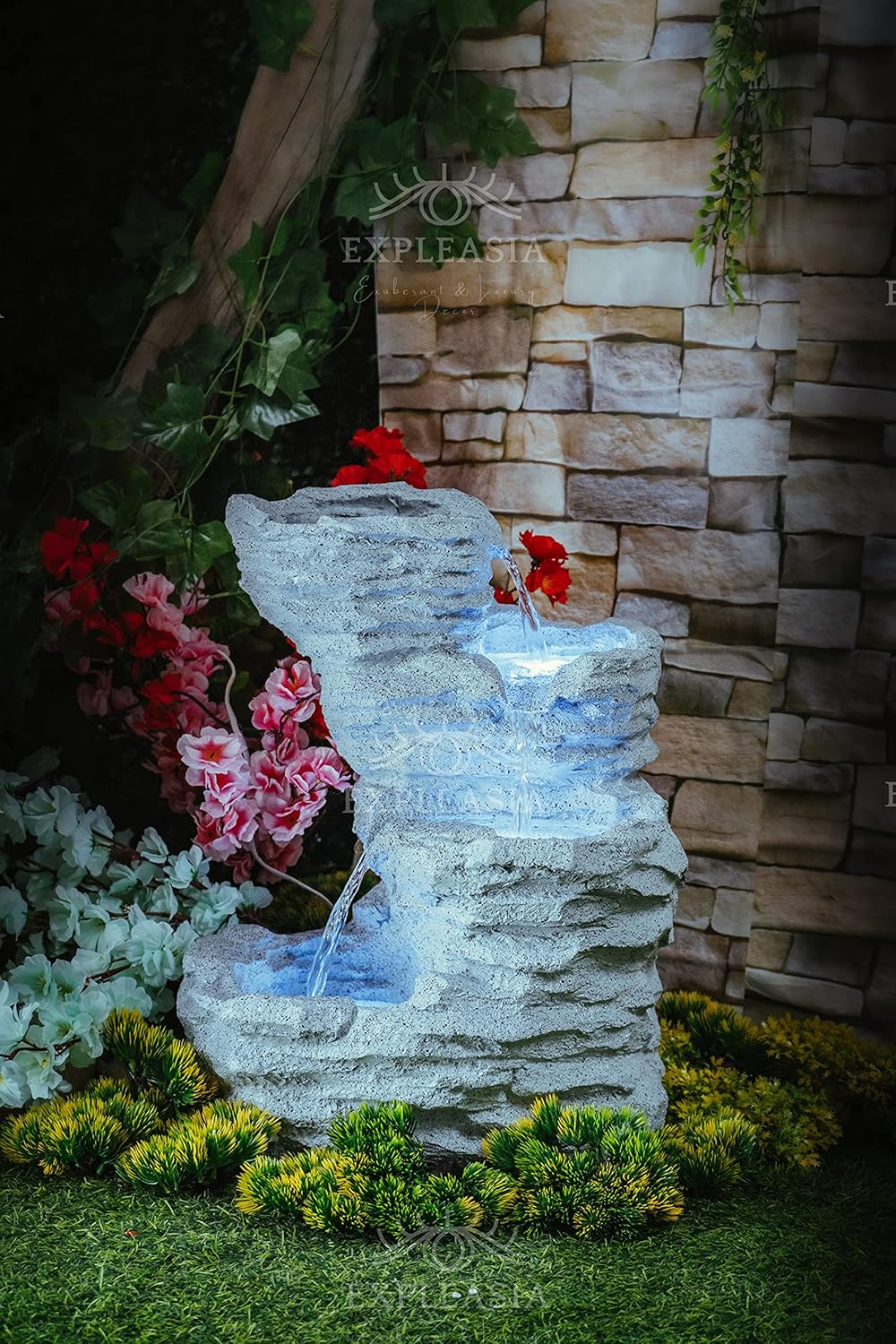 3 Stream Rock Cavern Water Fountain for Home, Water Fountain for Garden, Water Fountain for Living Room, Water Fountain for Home vastu, Fountain for Home décor Waterfall