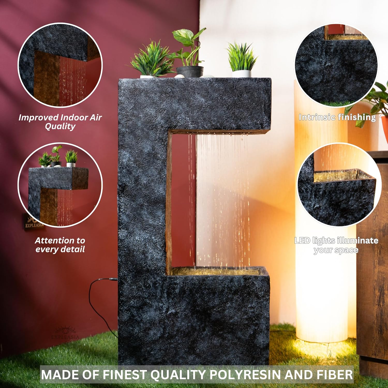 C Shape Planter Shower Fountain, Water Fountain for Garden, Water Fountain for Home vastu