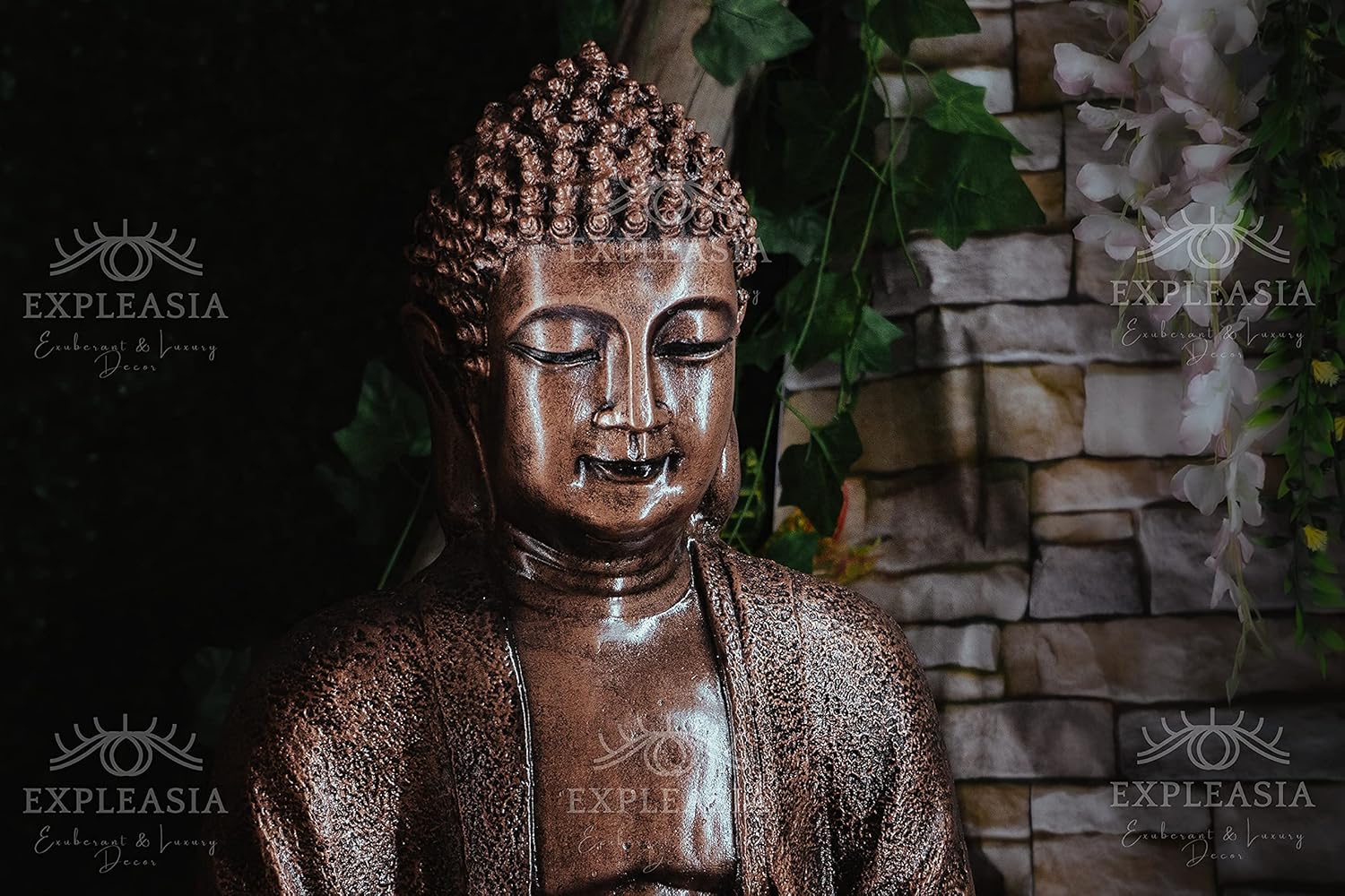 Lotus Buddha Water Fountain for Home, Indoor Fountain Big Size, for Garden, Home vastu, Buddha Fountain with electrcials Warranty, 3 feet