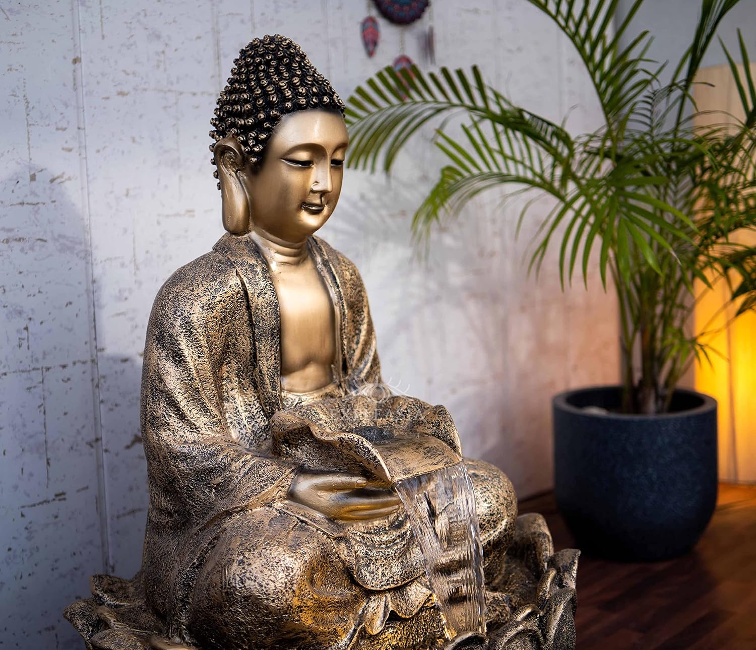 Lotus Buddha Water Fountain for Home, Indoor Fountain Big Size, for Garden, Home vastu, Buddha Fountain with electrcials Warranty, 3 feet