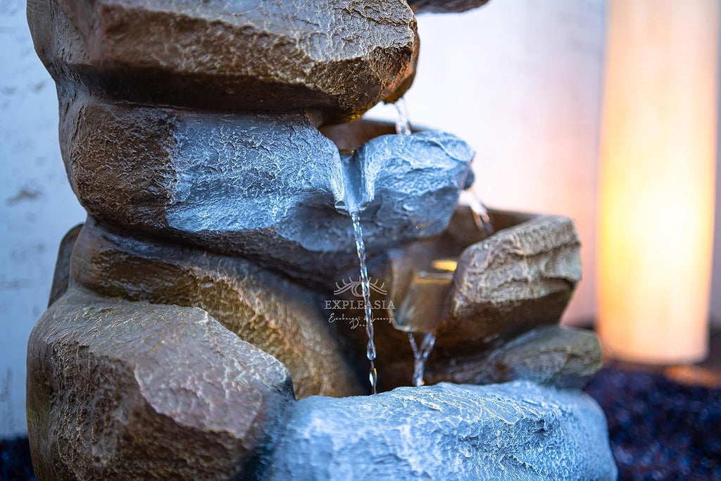 Resting Rock Stone Water Fountain, Water Fountain for Home Vastu, Fountain for Home Décor Waterfall, Outdoor Fountain