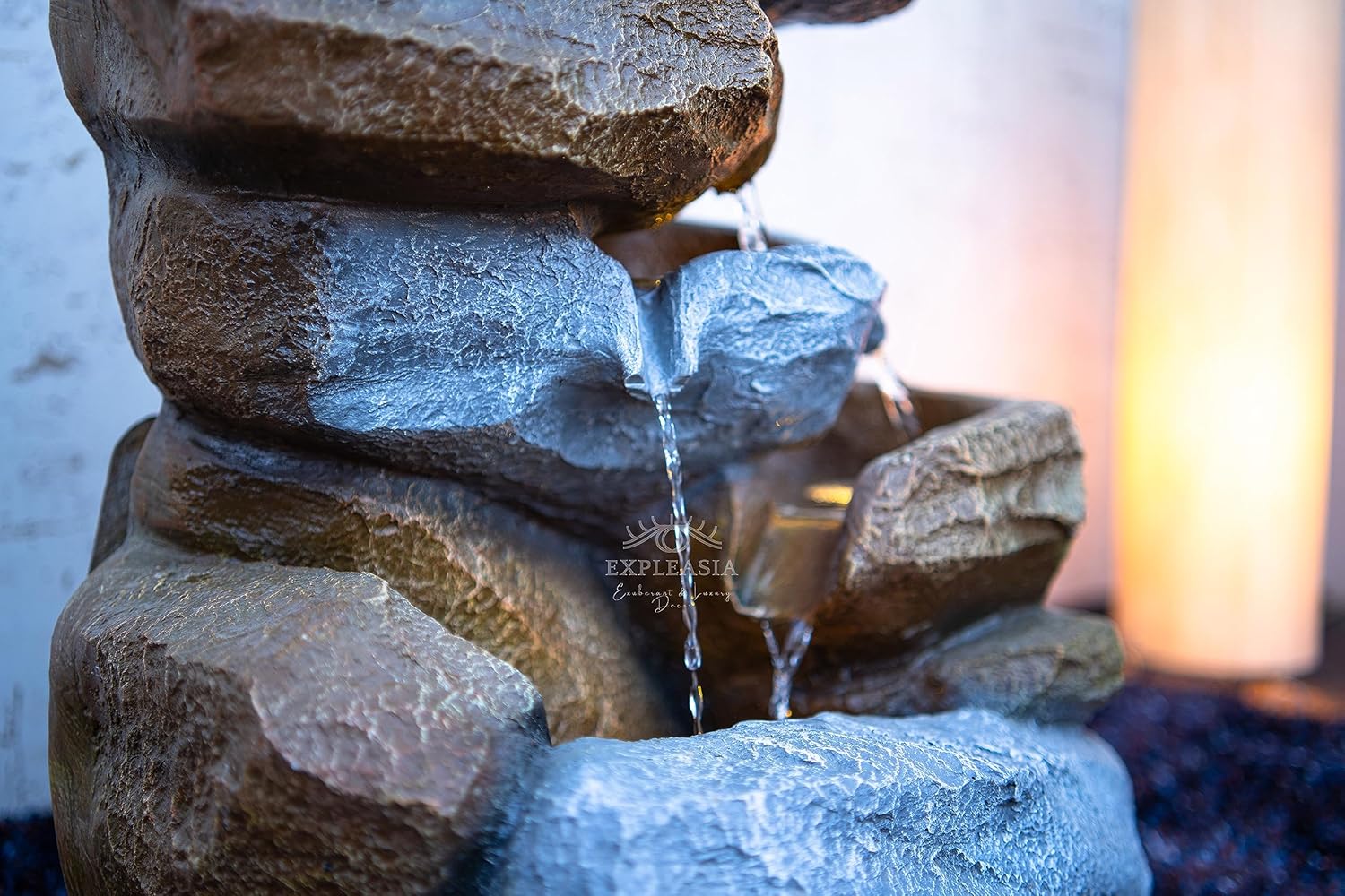 Resting Rock Stone Water Fountain, Water Fountain for Home Vastu, Fountain for Home Décor Waterfall, Outdoor Fountain