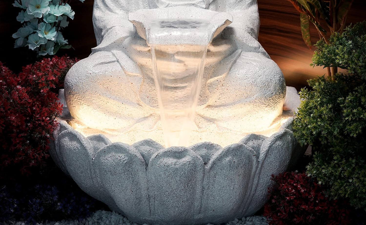 Lotus Buddha Water Fountain for Home, Indoor Fountain Big Size, for Garden, Home vastu, Buddha Fountain with electrcials Warranty, 3 feet