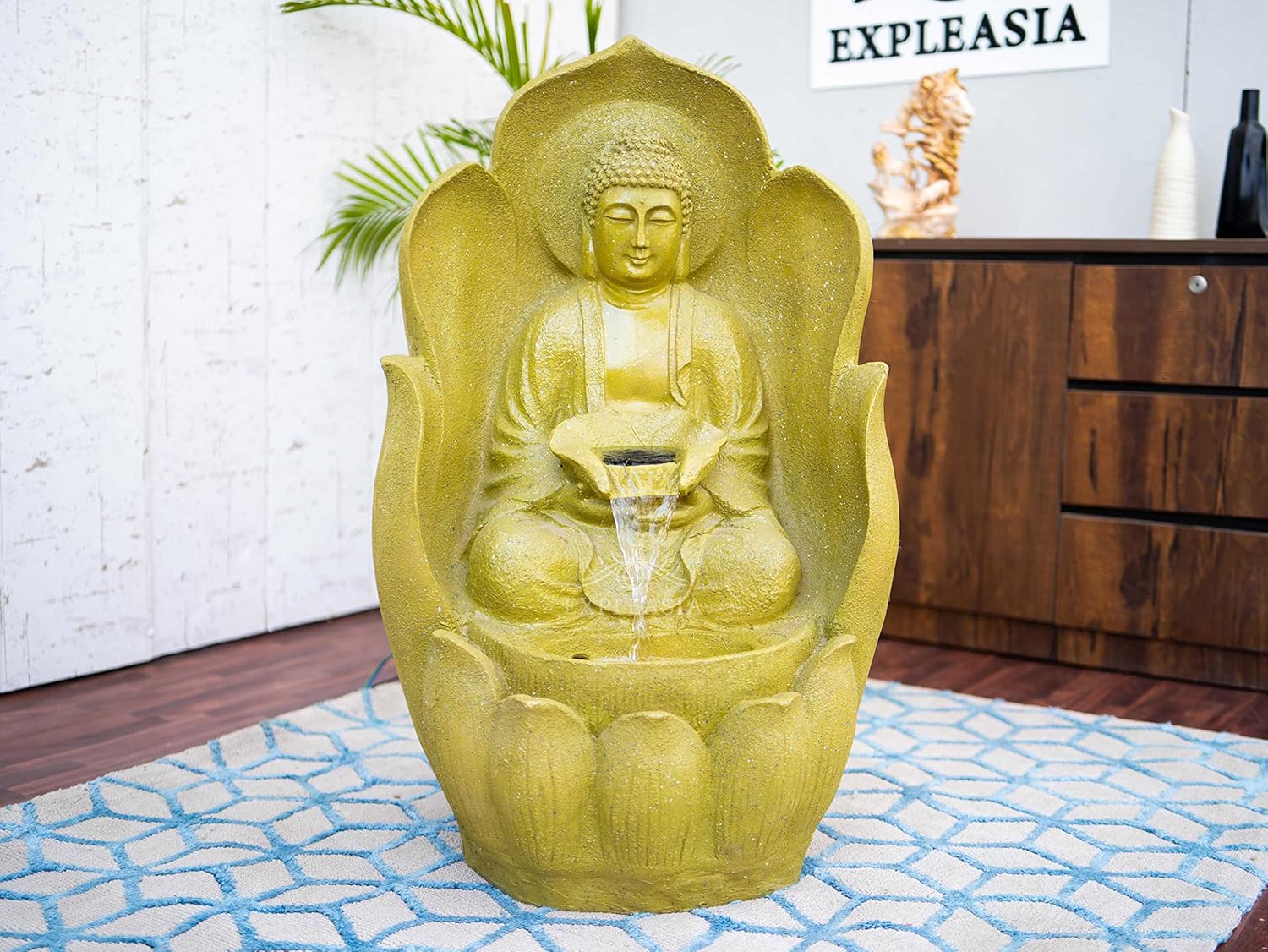Embossed Leaf Buddha Water Fountain for Home, Office, Garden | Housewarming Gift| with Maintenance Kit| Home Decor Water Fountain, Buddha Water Fountain