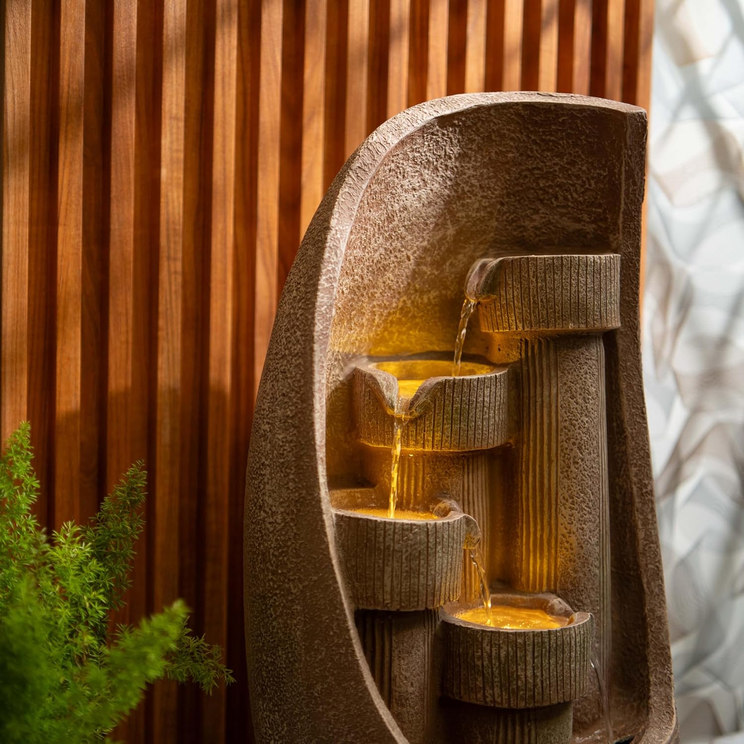 Modern Bowl Water Fountain with Bamboo Finish, Indoor Water Fountain For Home,Vastu,Fountain For Home Décor Waterfall,Indoor Water Fountain For Home Décor