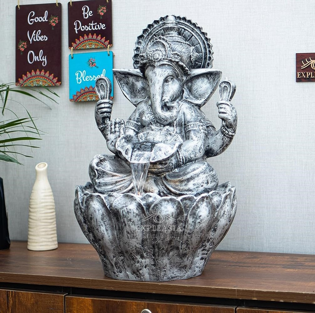 Table Top 2ft Lotus Ganesha Water Fountain for Home, Indoor Water Fountain, Water Fountain for Home vastu, Ganesha Fountain for Home décor Waterfall