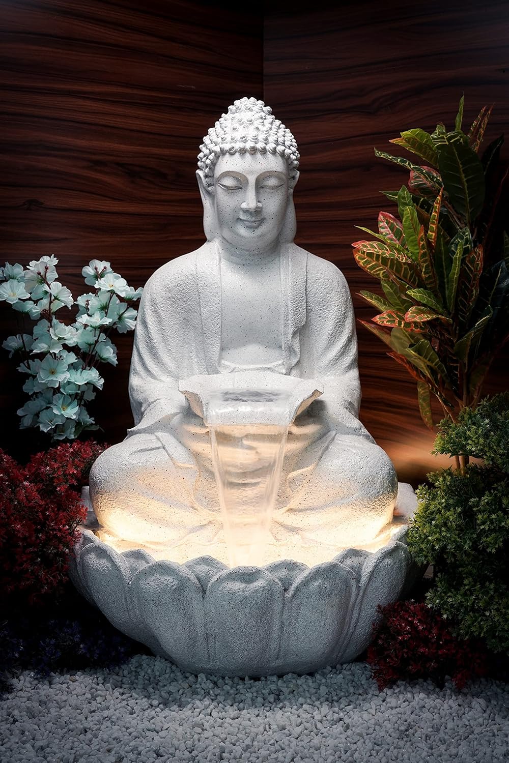 Lotus Buddha Water Fountain for Home, Indoor Fountain Big Size, for Garden, Home vastu, Buddha Fountain with electrcials Warranty, 3 feet