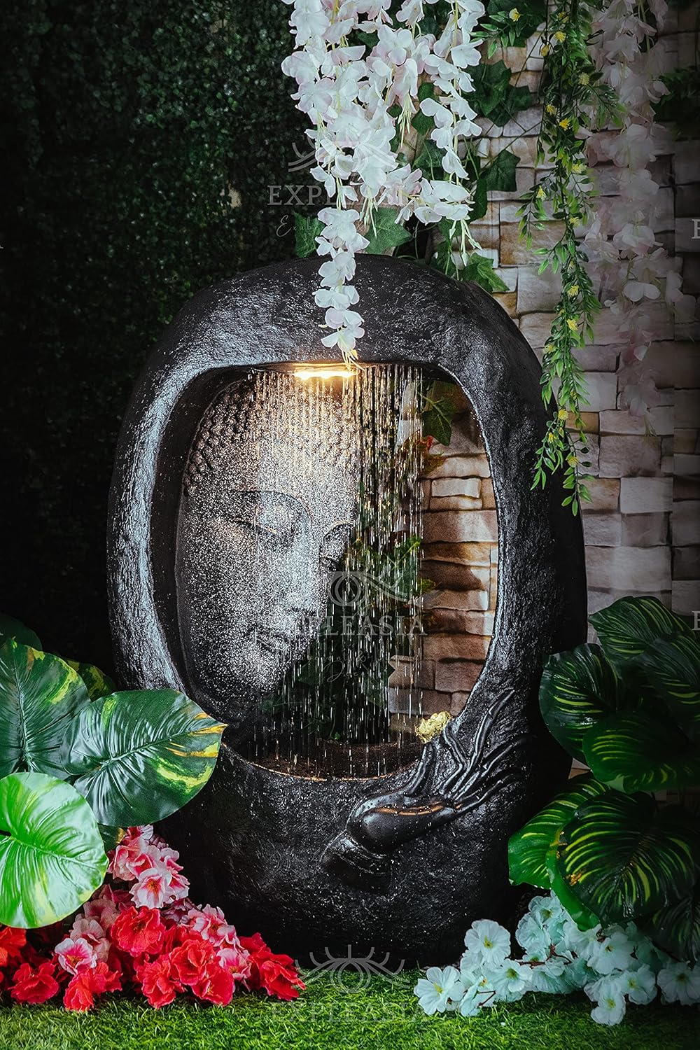 Buddha face Shower Water Fountain for Home, for Garden, Office, Commercial Spaces Indoor Fountain Big Size, Water Fountain for Home vastu, Buddha Fountain 3 feet