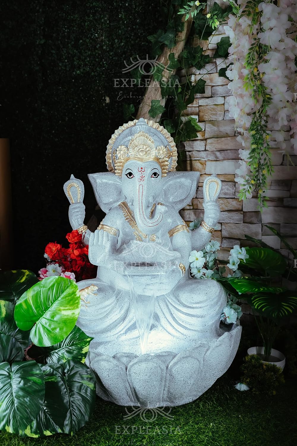 3 Feet Lotus Ganesha Water Fountain for Home, Living Room, Garden, Offices, Big Size Fountain