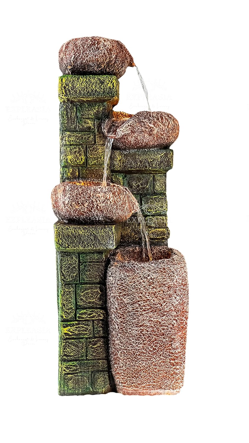 4 Tiered Stone Bowl Water Fountain, Water Fountain for Garden, Water Fountain for Home vastu, Waterfall Fountain Indoor Home décor, Buddha Fountain