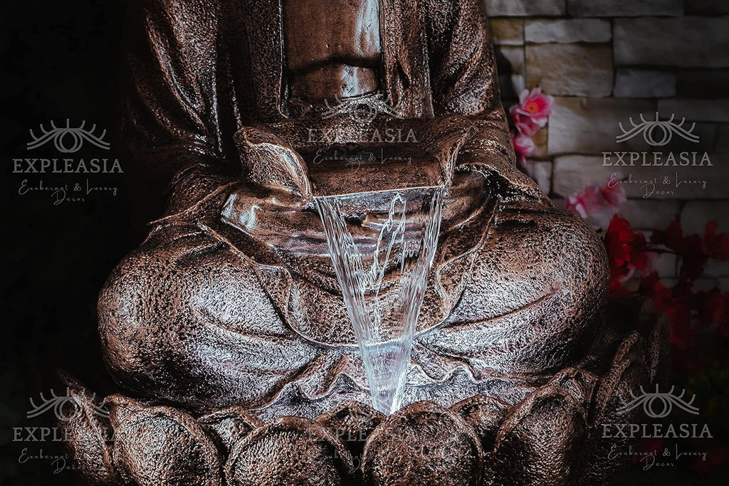 Lotus Buddha Water Fountain for Home, Indoor Fountain Big Size, for Garden, Home vastu, Buddha Fountain with electrcials Warranty, 3 feet