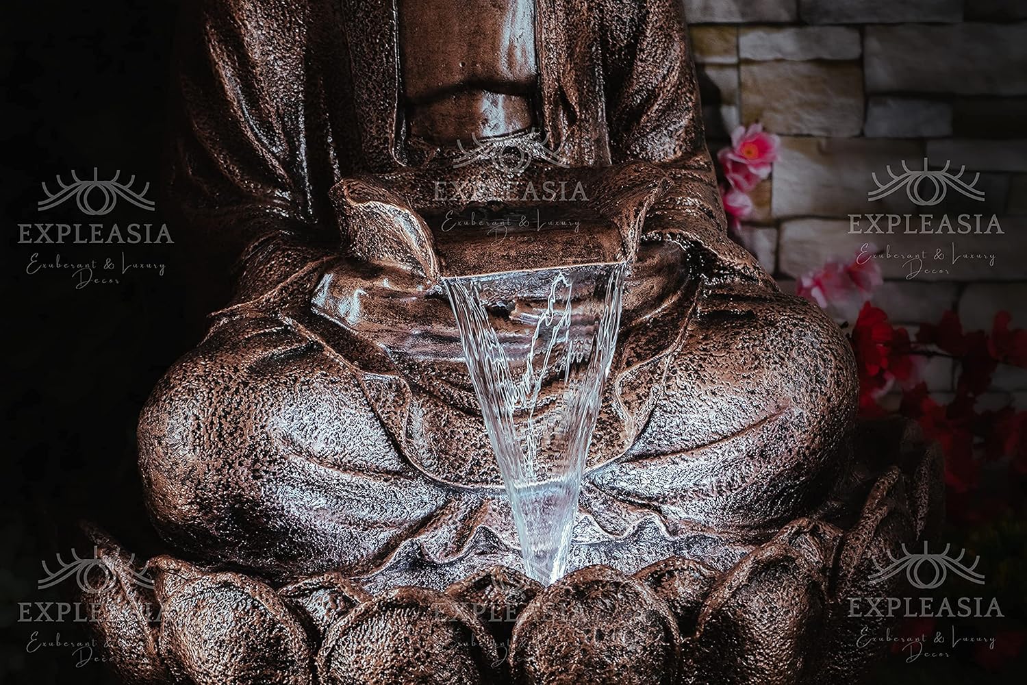 Lotus Buddha Water Fountain for Home, Indoor Fountain Big Size, for Garden, Home vastu, Buddha Fountain with electrcials Warranty, 3 feet