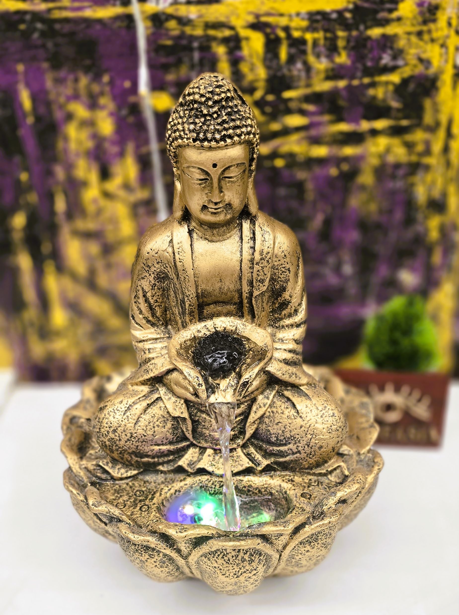 Mini Lotus Buddha Water Fountain for Table Decor |Living Room Decor| Gift Items | Home & Office Decor Item |Buddha Water Fountain
