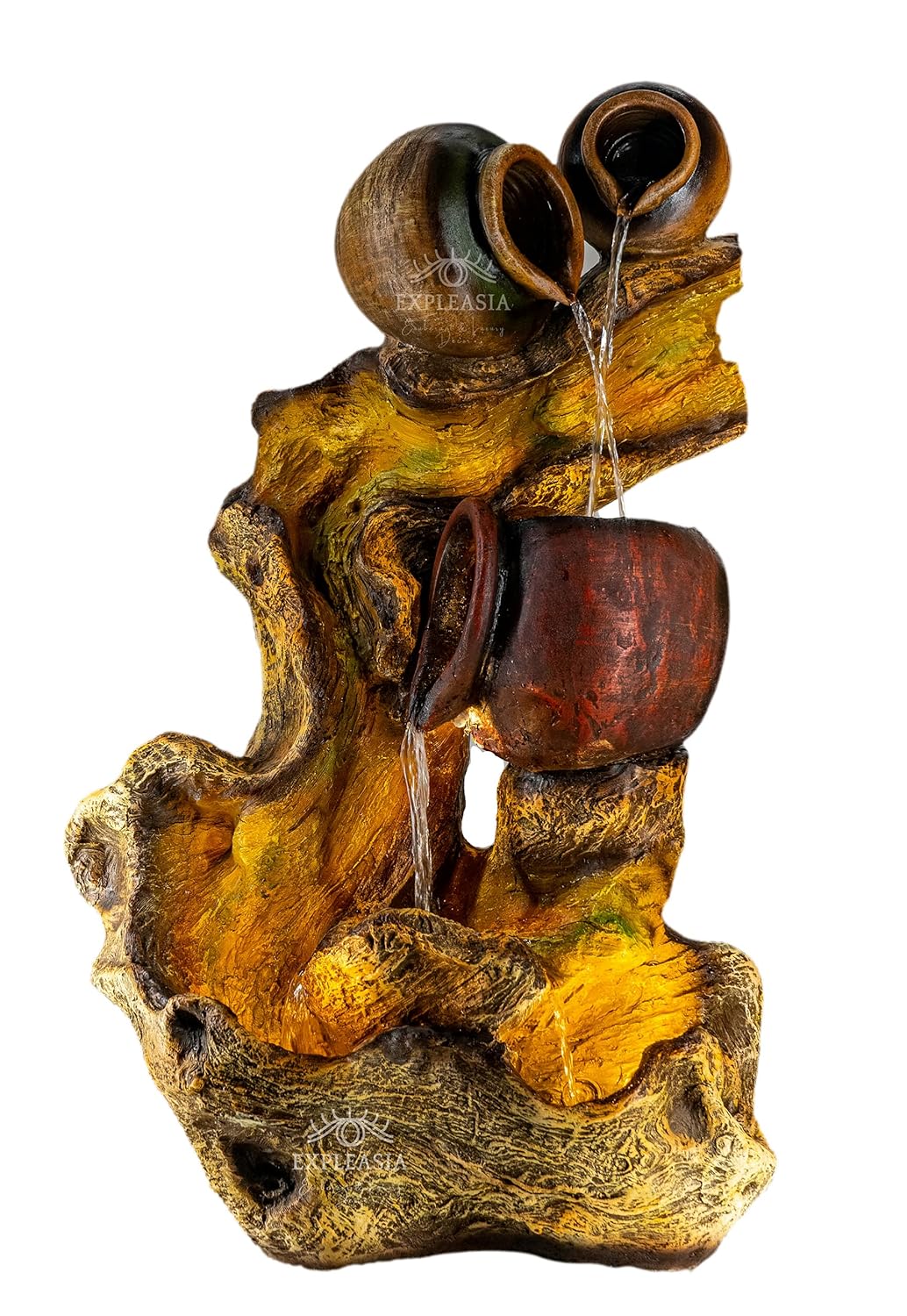 Natural Driftwood earthen Pot Water Fountain for Home, Water Fountain for Garden, Water Fountain for Home vastu, Fountain for Home décor Waterfall