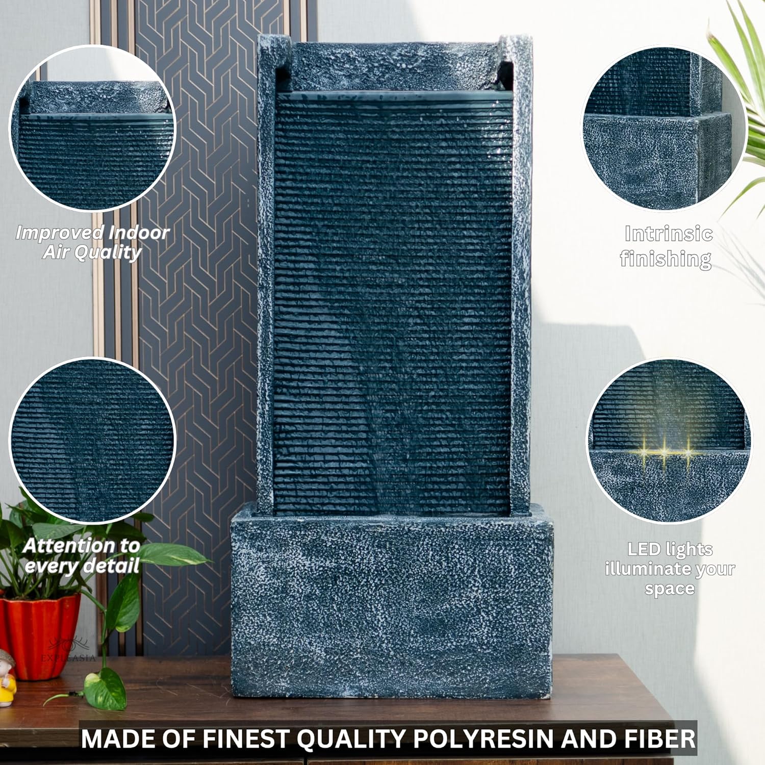 Medium Size Table Top Leaf Slate Water Fall Water Fountain for Home, Office, Garden | Housewarming Item |Water Fountain Indoor Home Decor