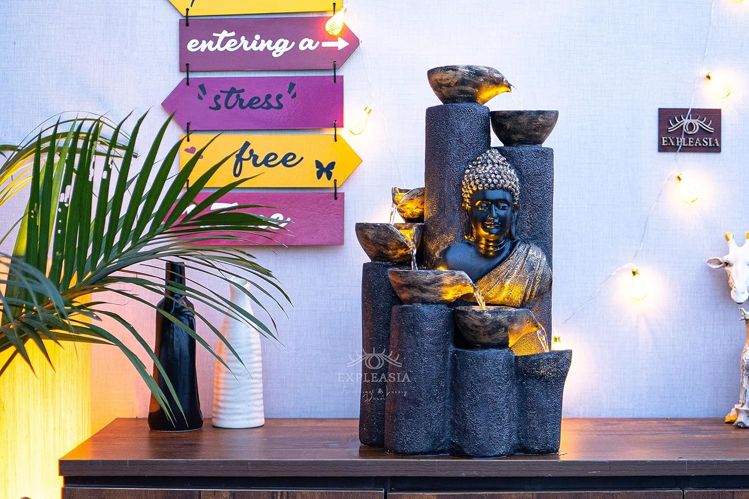 Bamboo Buddha Water Fountain for Home, Indoor Water Fountain,  Water Fountain for Garden, Water Fountain for Home vastu