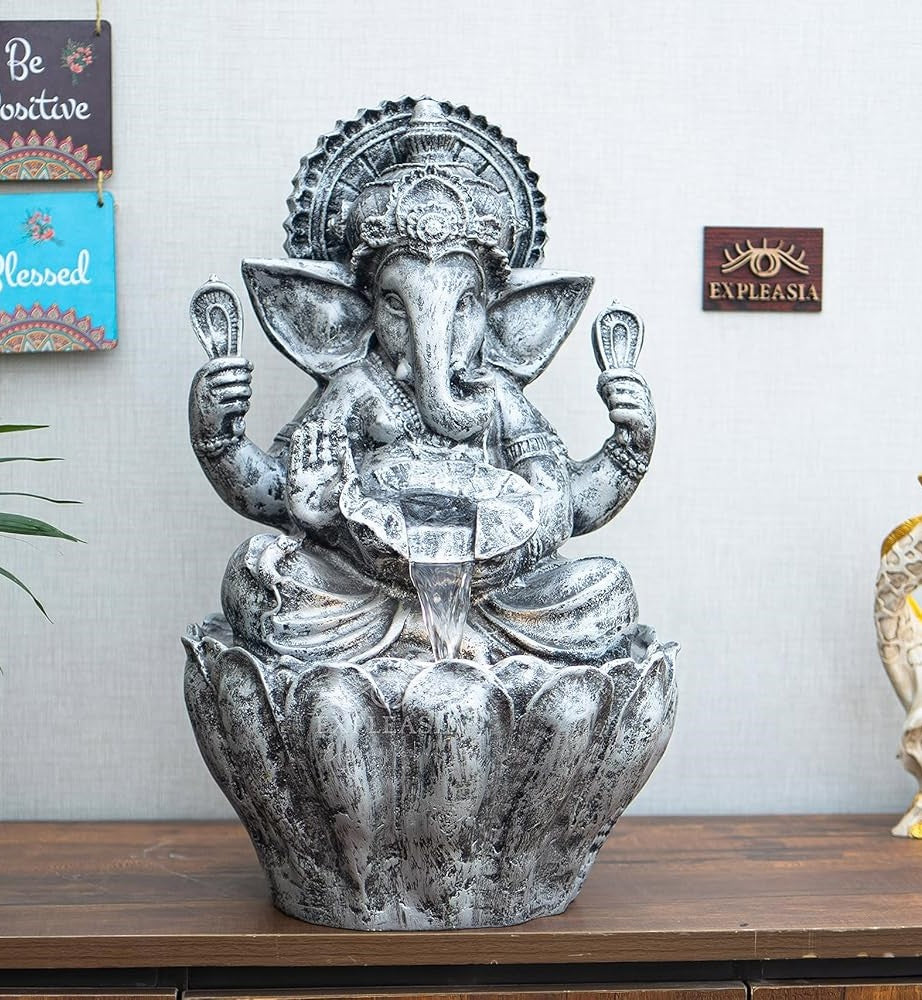 Table Top 2ft Lotus Ganesha Water Fountain for Home, Indoor Water Fountain, Water Fountain for Home vastu, Ganesha Fountain for Home décor Waterfall