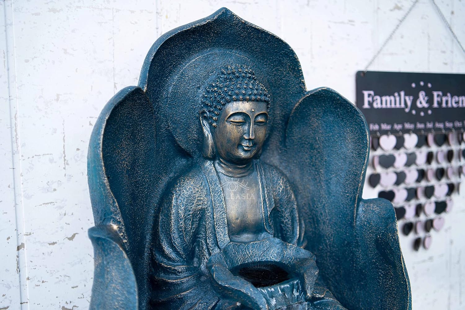 Embossed Leaf Buddha Water Fountain for Home, Office, Garden | Housewarming Gift| with Maintenance Kit| Home Decor Water Fountain, Buddha Water Fountain