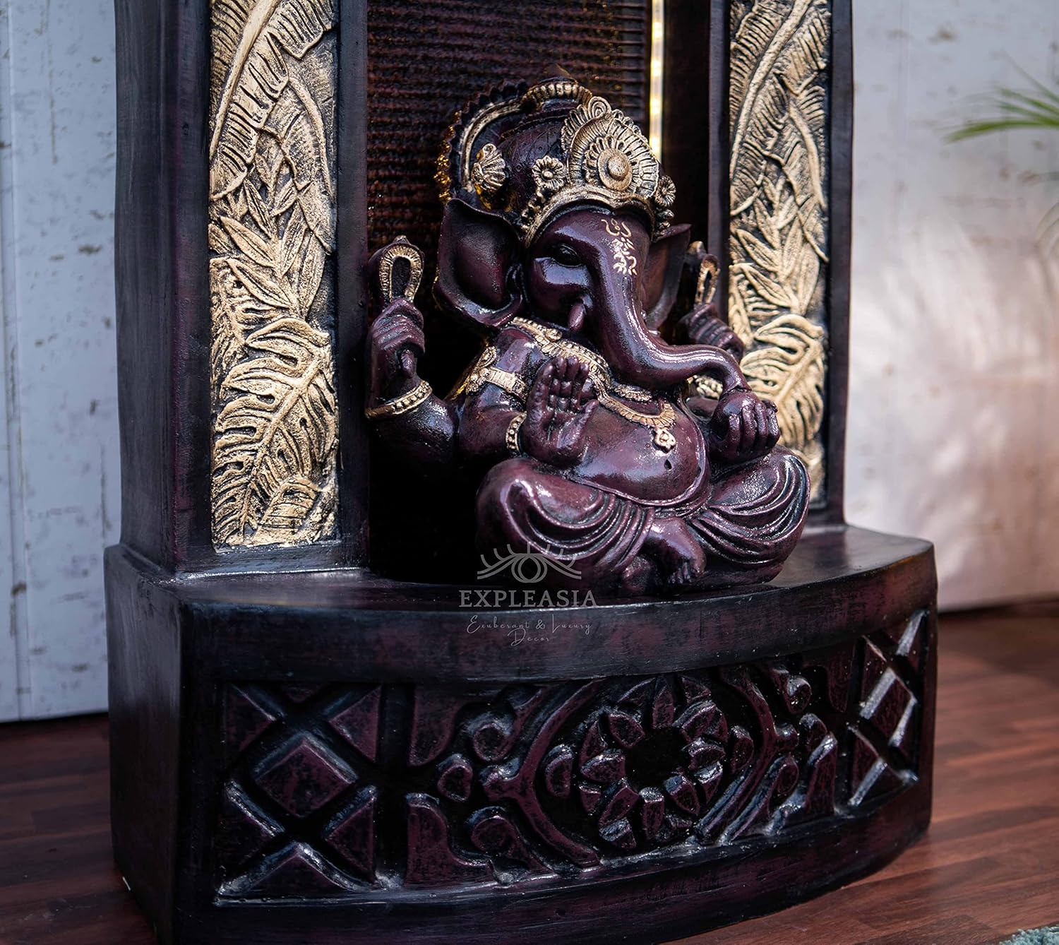 Slate Ganesh 4ft Water Fountain for Home, Indoor Big Size Fountain, Garden, vastu (Brown)