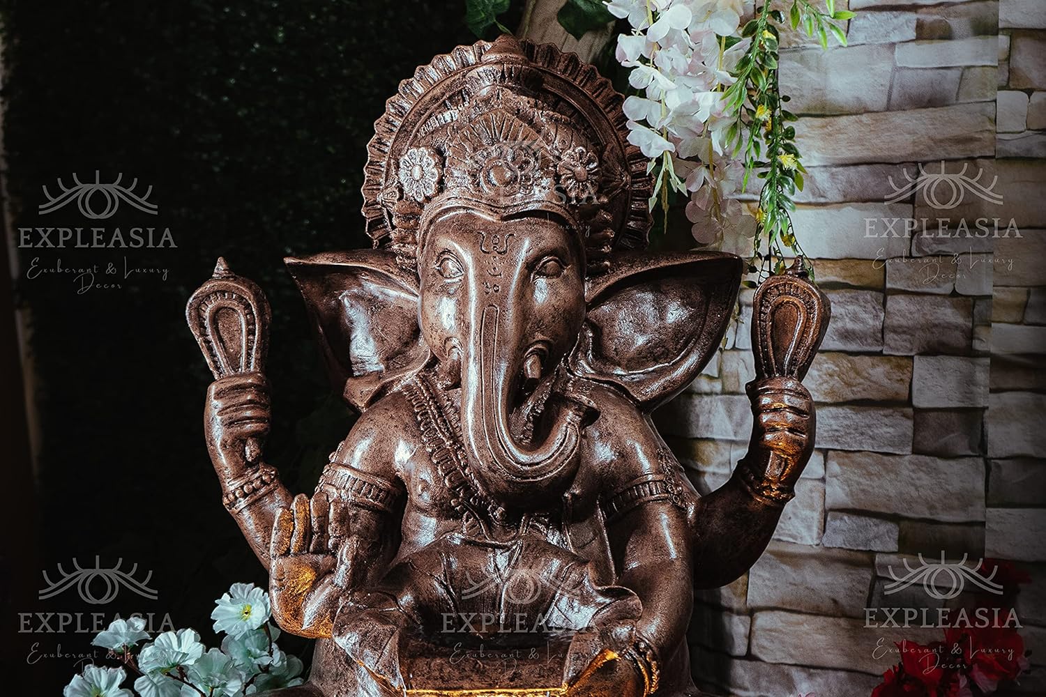 3 Feet Lotus Ganesha Water Fountain for Home, Living Room, Garden, Offices, Big Size Fountain