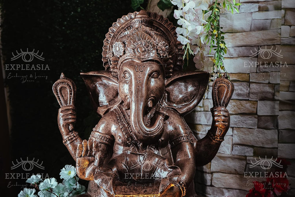 3 Feet Lotus Ganesha Water Fountain for Home, Living Room, Garden, Offices, Big Size Fountain