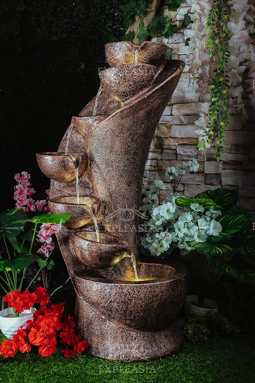 7 Stacked Chalice Water Fountain for Home, Water Fountain for Garden, Water Fountain for Living Room, Water Fountain for Home vastu, Fountain, Fountain for Home décor Waterfall