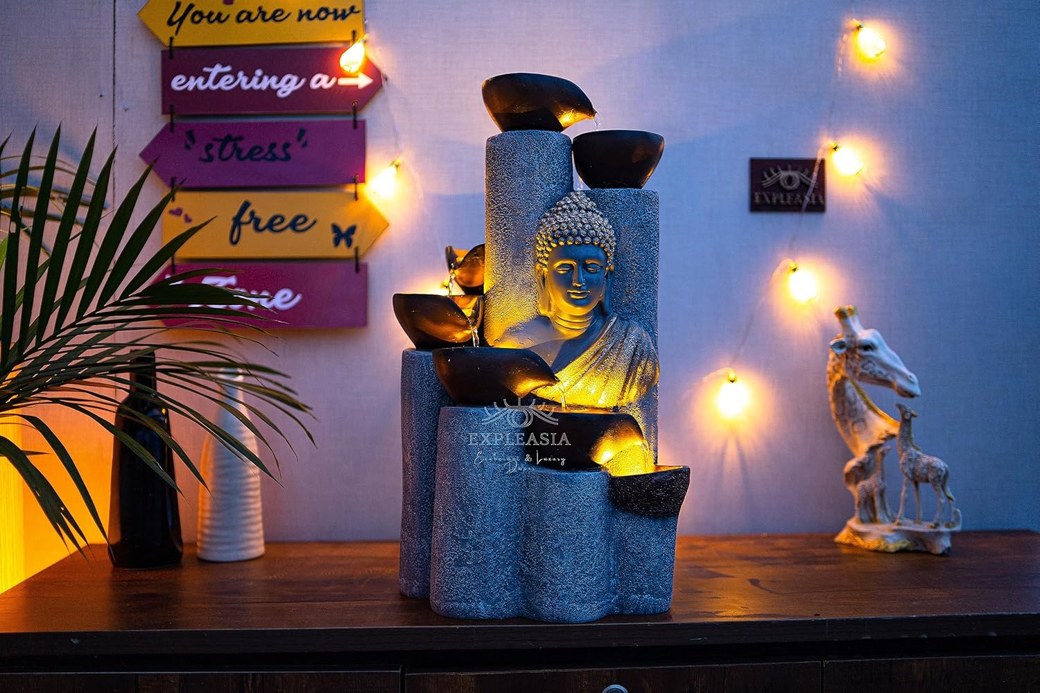 Bamboo Buddha Water Fountain for Home, Indoor Water Fountain,  Water Fountain for Garden, Water Fountain for Home vastu