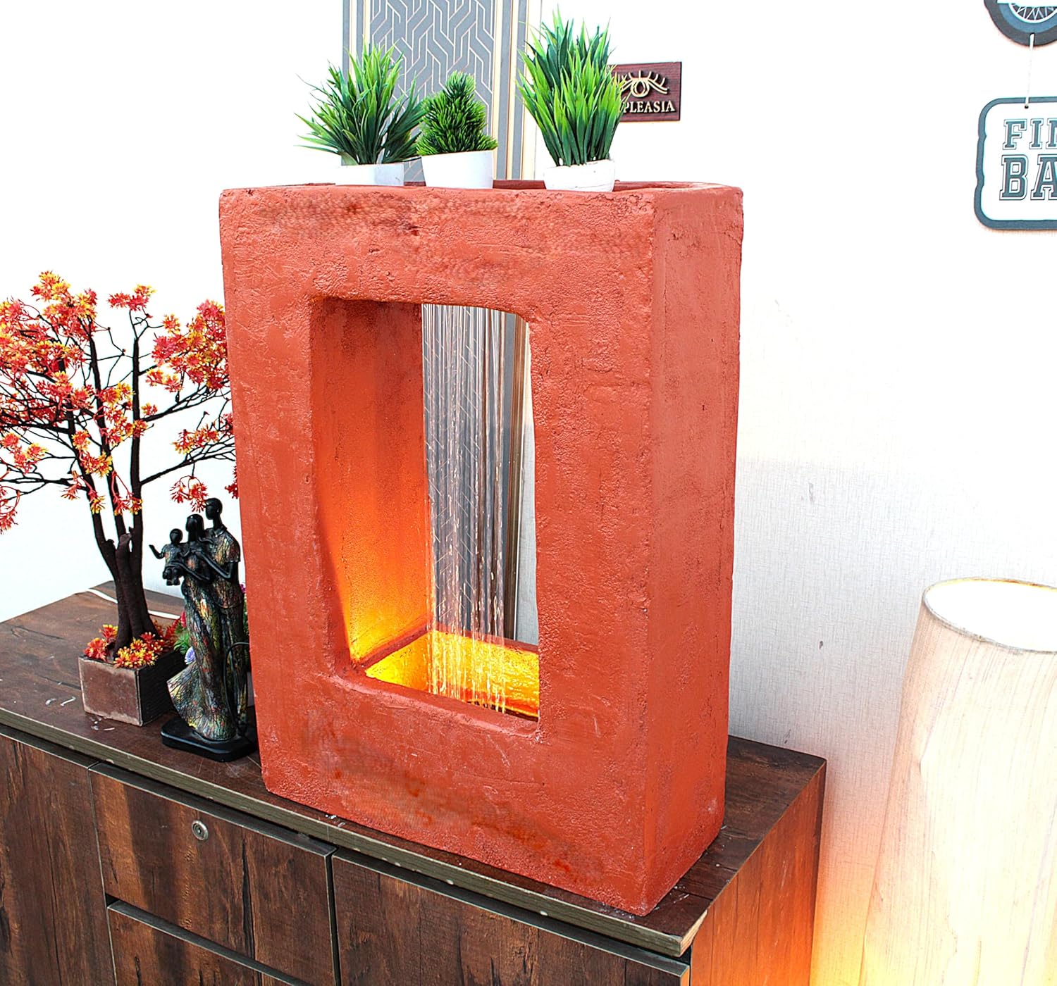 Square Planter Indoor Tabletop Fountain, Water Fountain for Living Room, Water Fountain for Home vastu