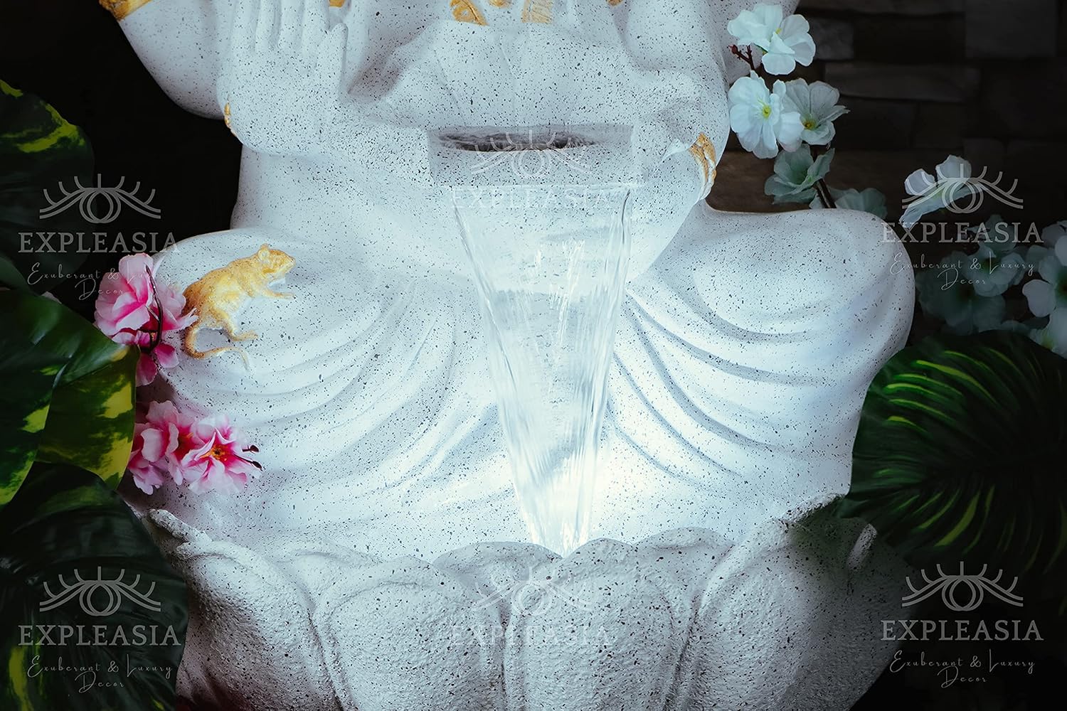 3 Feet Lotus Ganesha Water Fountain for Home, Living Room, Garden, Offices, Big Size Fountain