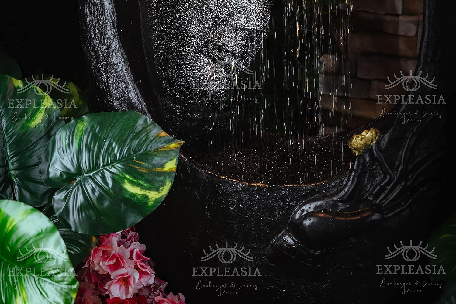 Buddha face Shower Water Fountain for Home, for Garden, Office, Commercial Spaces Indoor Fountain Big Size, Water Fountain for Home vastu, Buddha Fountain 3 feet (Black)
