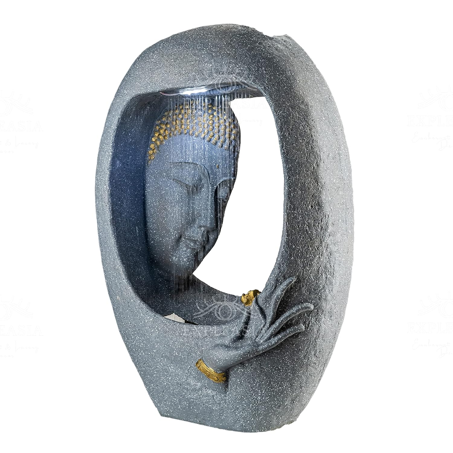 Buddha face Shower Water Fountain for Home, for Garden, Office, Commercial Spaces Indoor Fountain Big Size, Water Fountain for Home vastu, Buddha Fountain 3 feet (Light Grey )