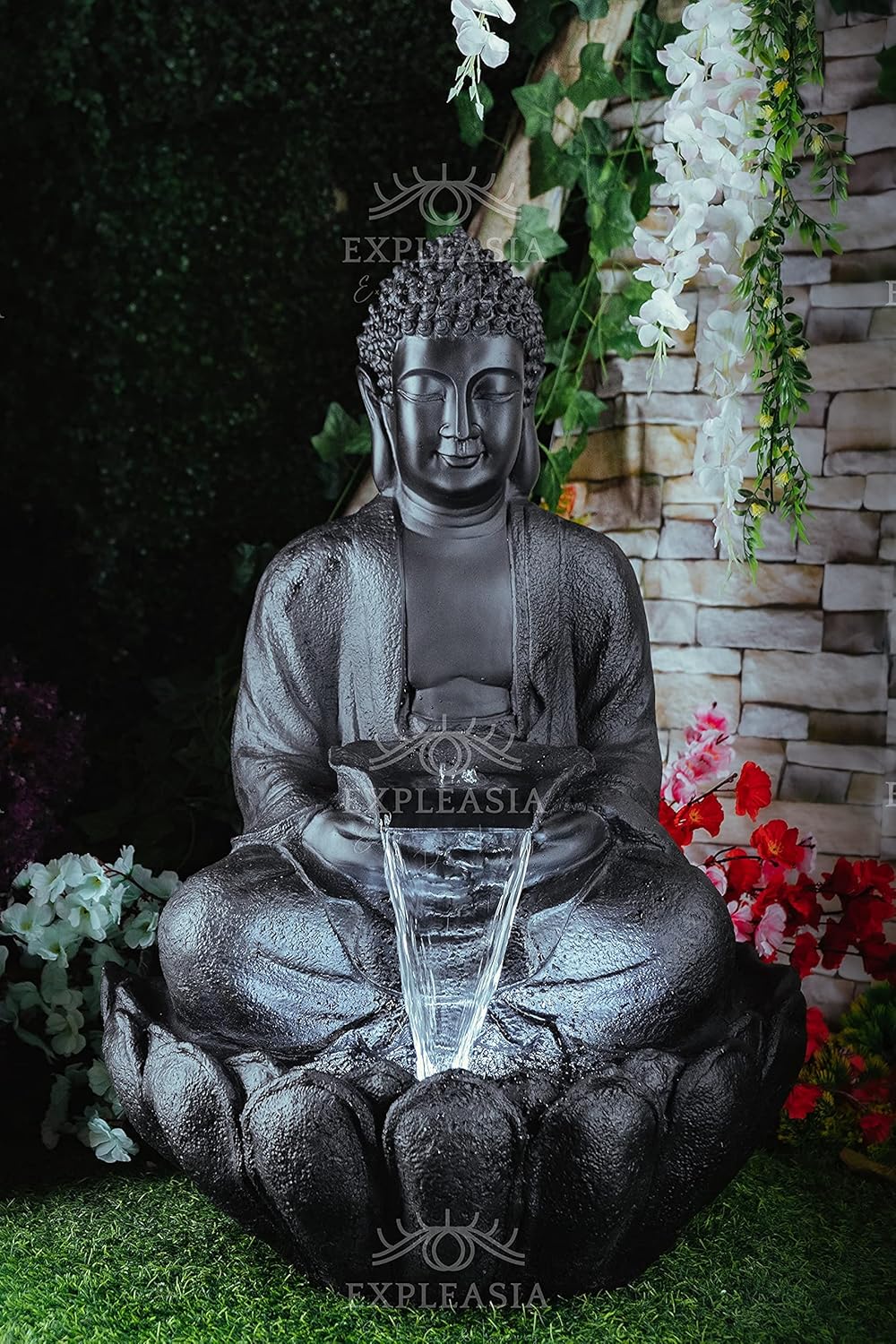 Lotus Buddha Water Fountain for Home, Indoor Fountain Big Size, for Garden, Home vastu, Buddha Fountain with electrcials Warranty, 3 feet