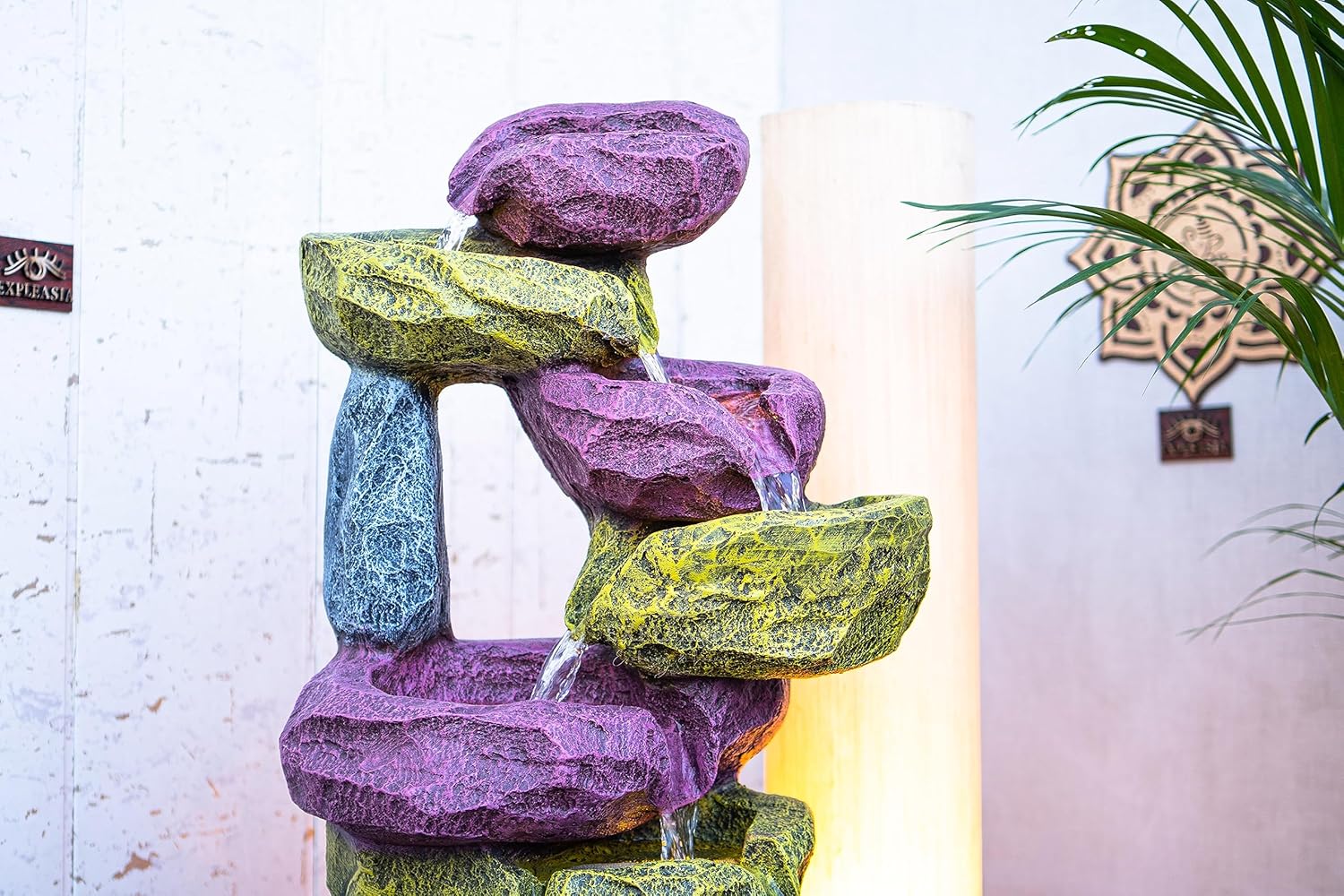 Resting Rock Stone Water Fountain, Water Fountain for Home Vastu, Fountain for Home Décor Waterfall, Outdoor Fountain