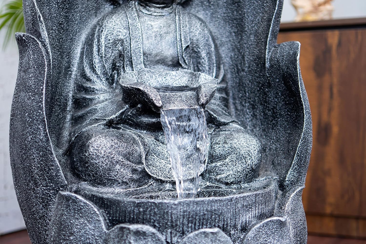 Embossed Leaf Buddha Water Fountain for Home, Office, Garden | Housewarming Gift| with Maintenance Kit| Home Decor Water Fountain, Buddha Water Fountain