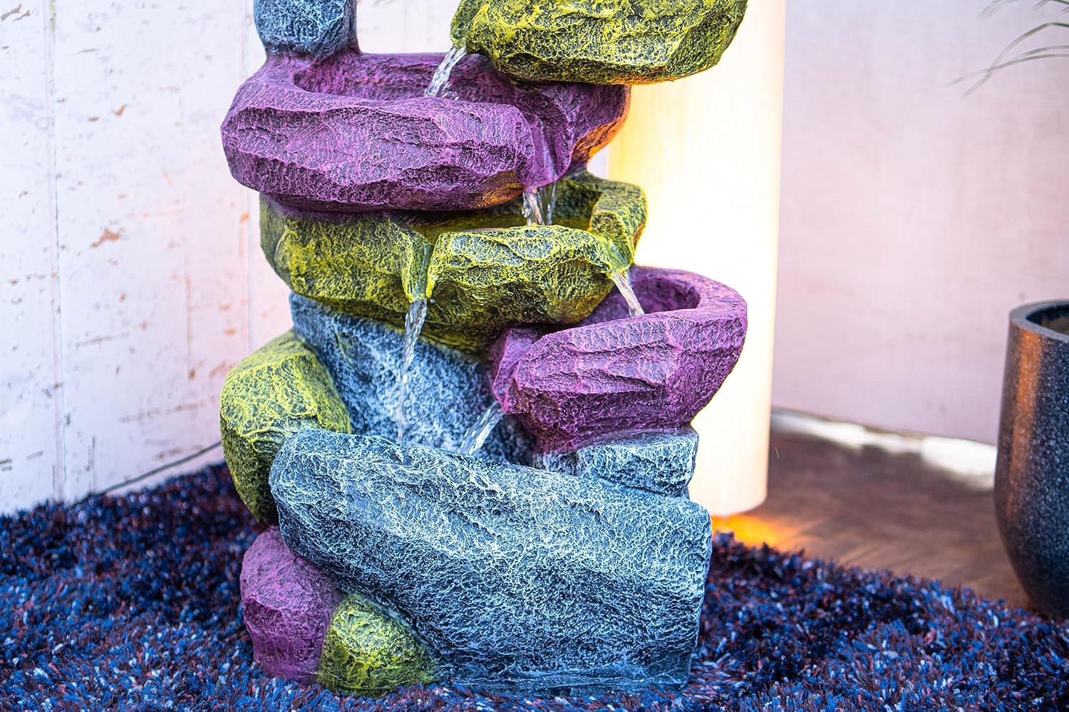 Resting Rock Stone Water Fountain, Water Fountain for Home Vastu, Fountain for Home Décor Waterfall, Outdoor Fountain
