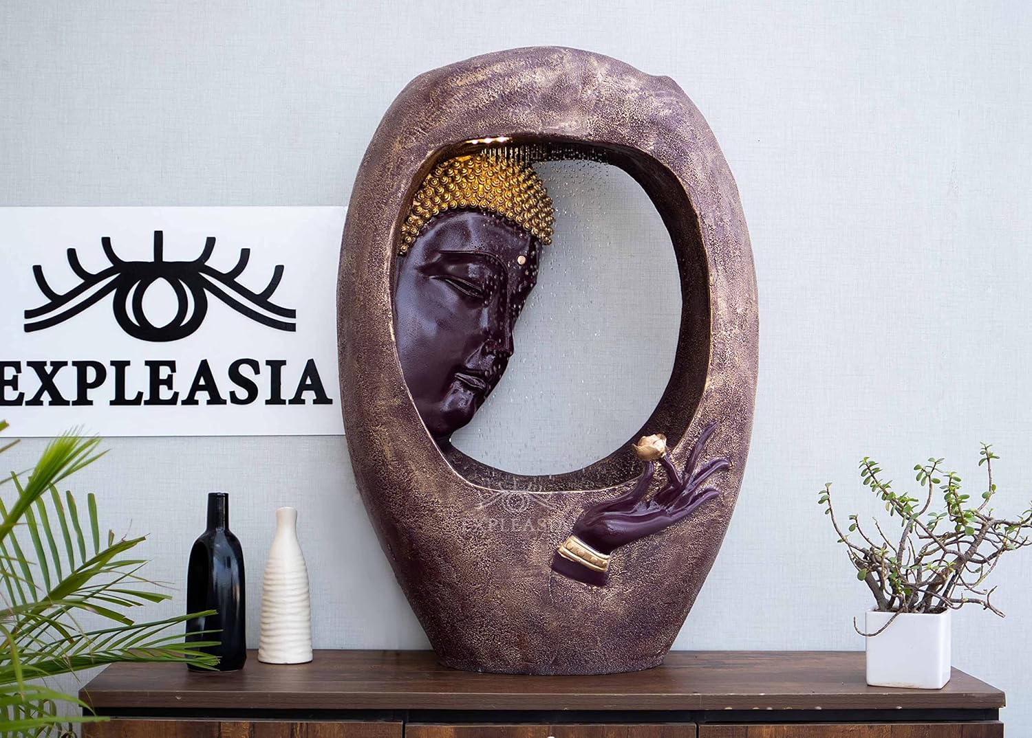 Buddha face Shower Water Fountain for Home, for Garden, Office, Commercial Spaces Indoor Fountain Big Size, Water Fountain for Home vastu, Buddha Fountain 3 feet